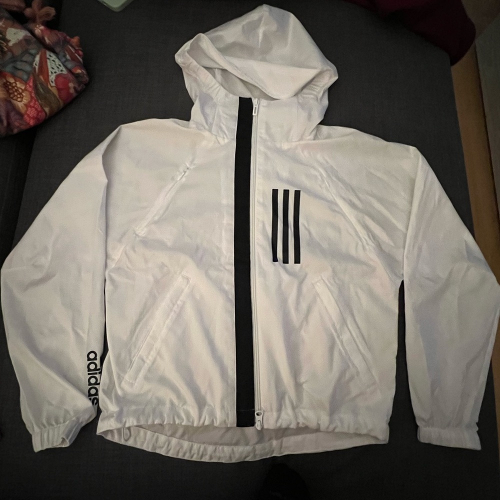 White Adidas windbreaker